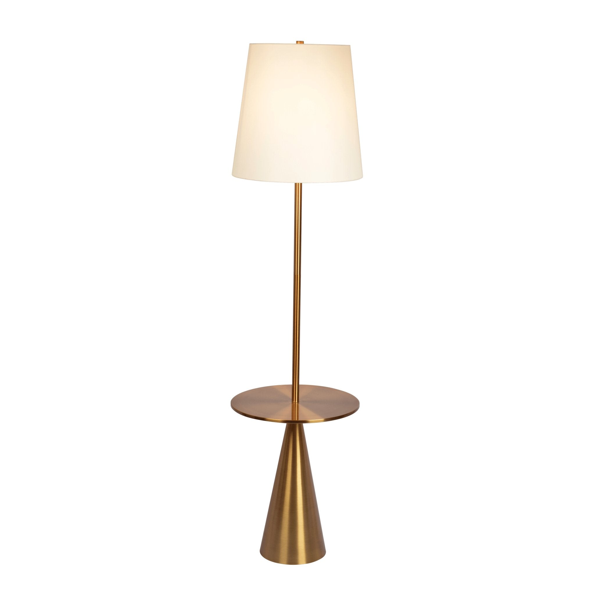 Celestial Modern Floor Lamp with Brass Accent Table with Large White Shade - MidinMod