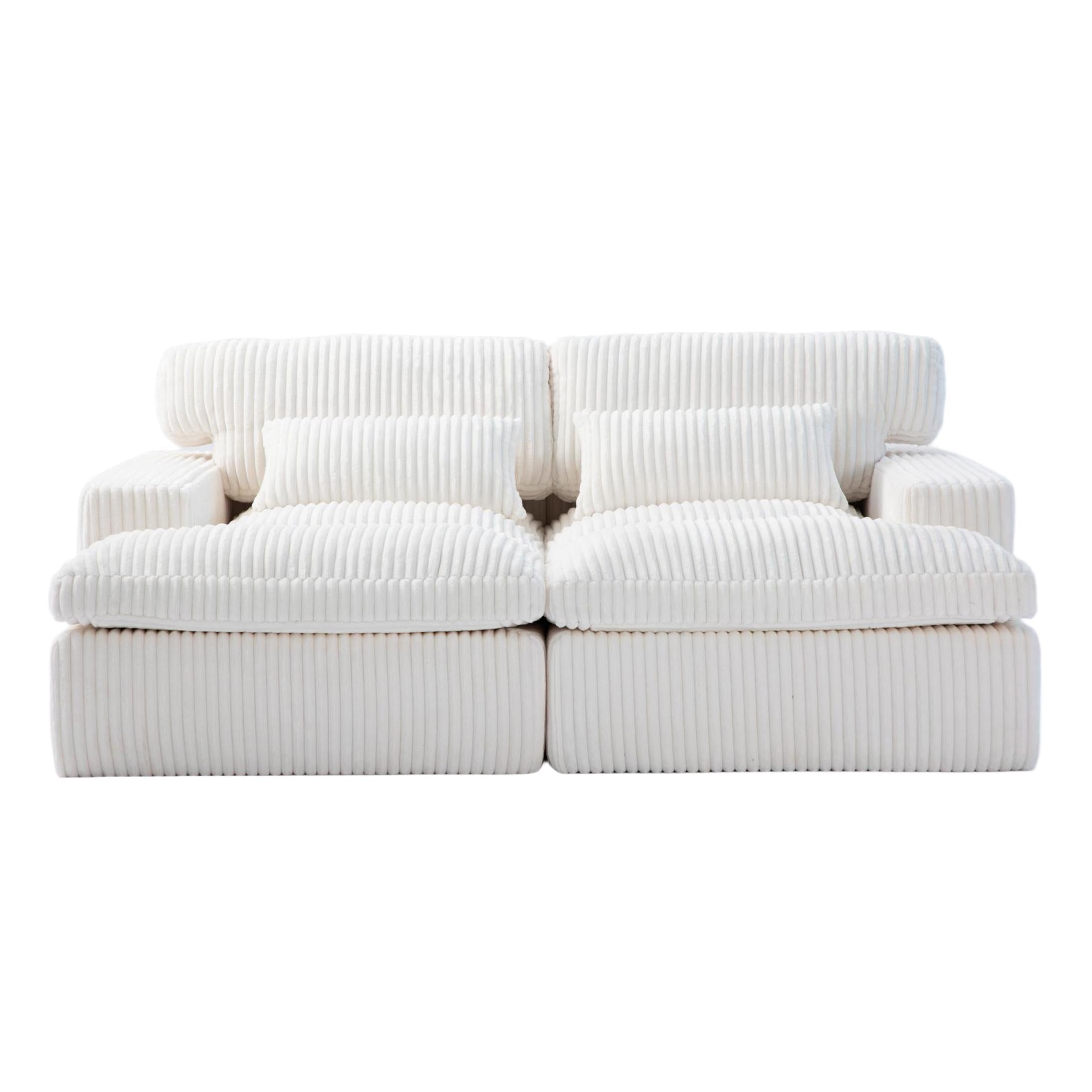 Erwin Double Chaise Modular Sectional Sofa with Corduroy Upholstery