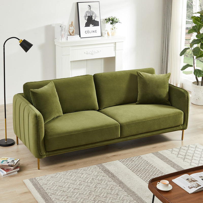 Daman Olive Green Velvet Sofa Mid In