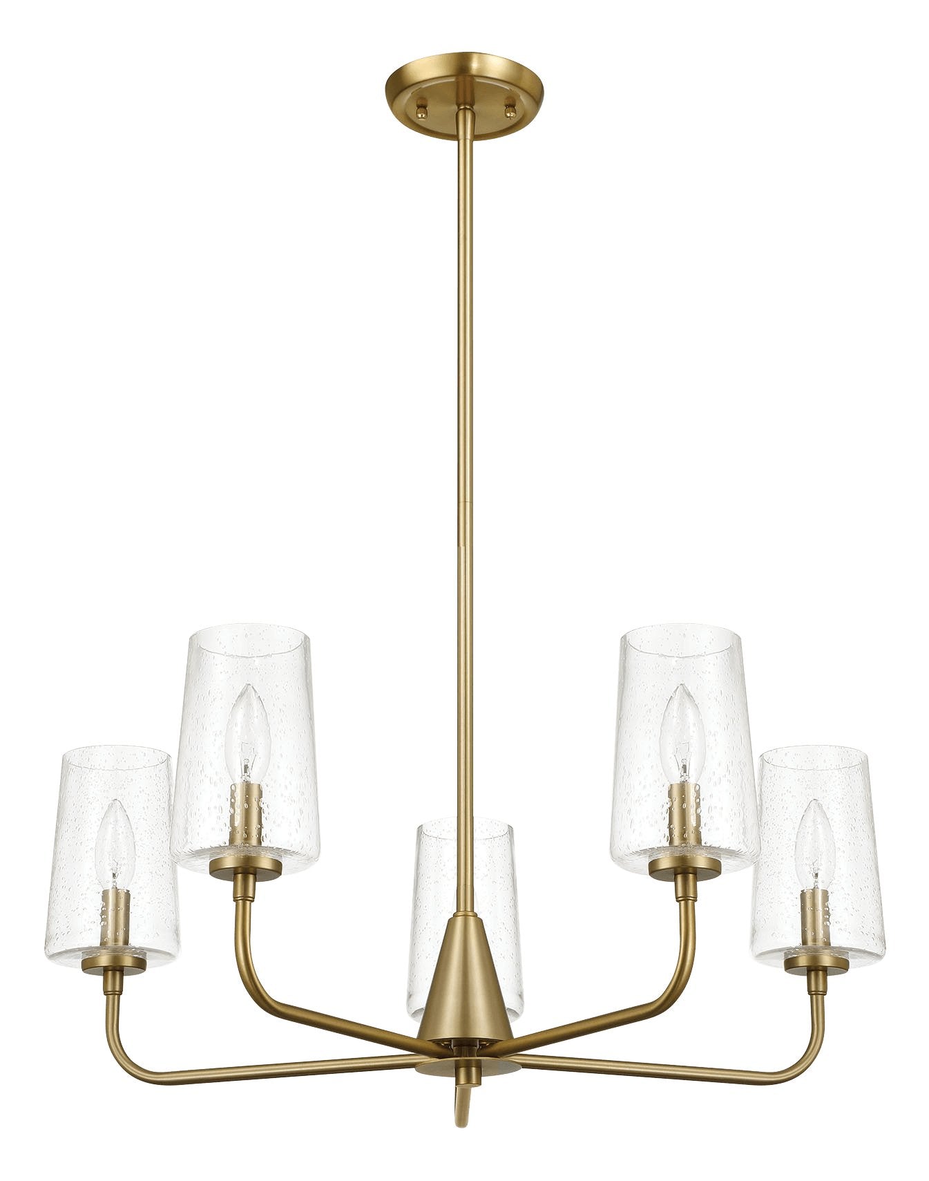 Dazzle Five Lights Chandelier With Clear Seeded Glass -Satin Brass - MidinMod