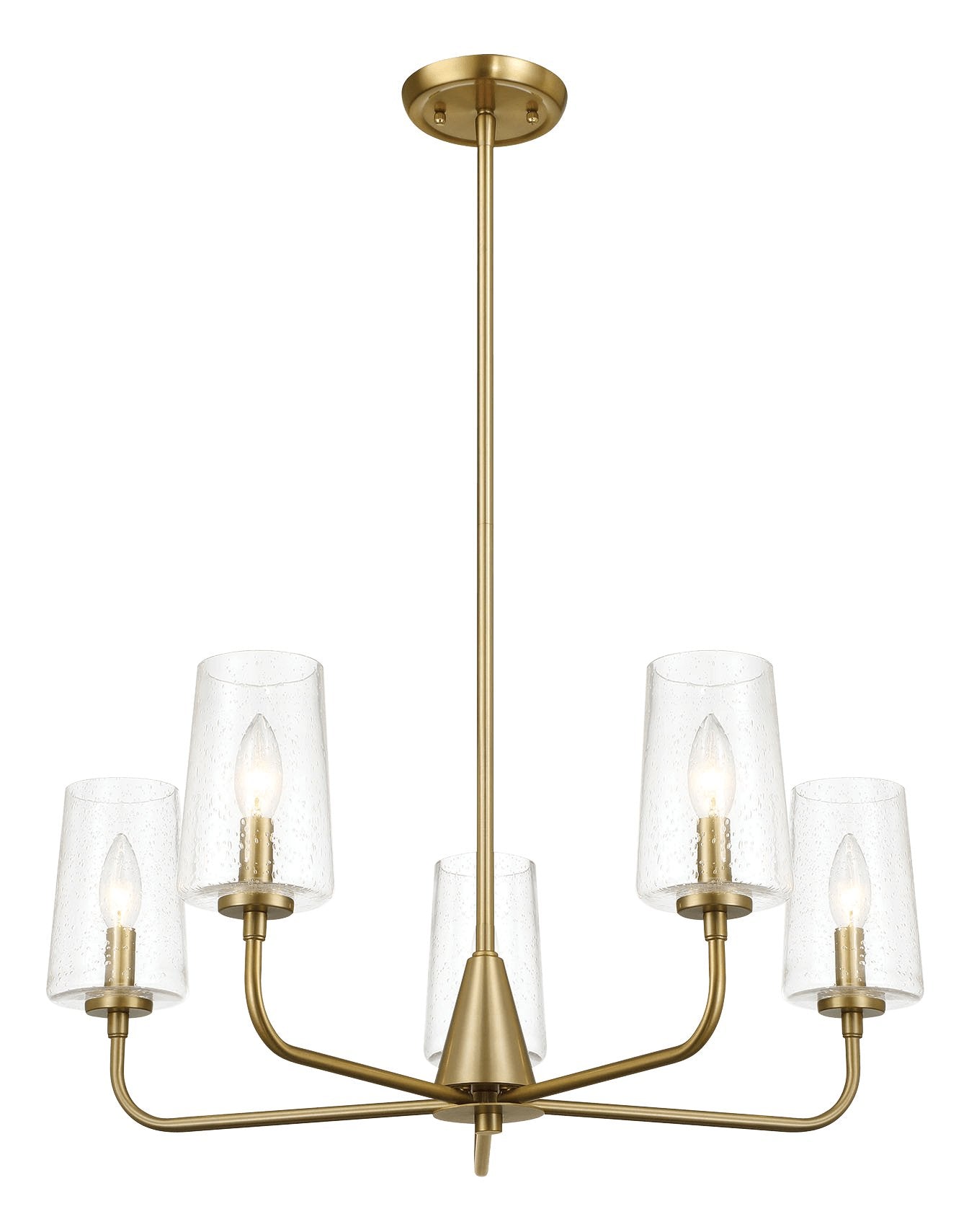 Dazzle Five Lights Chandelier With Clear Seeded Glass -Satin Brass - MidinMod