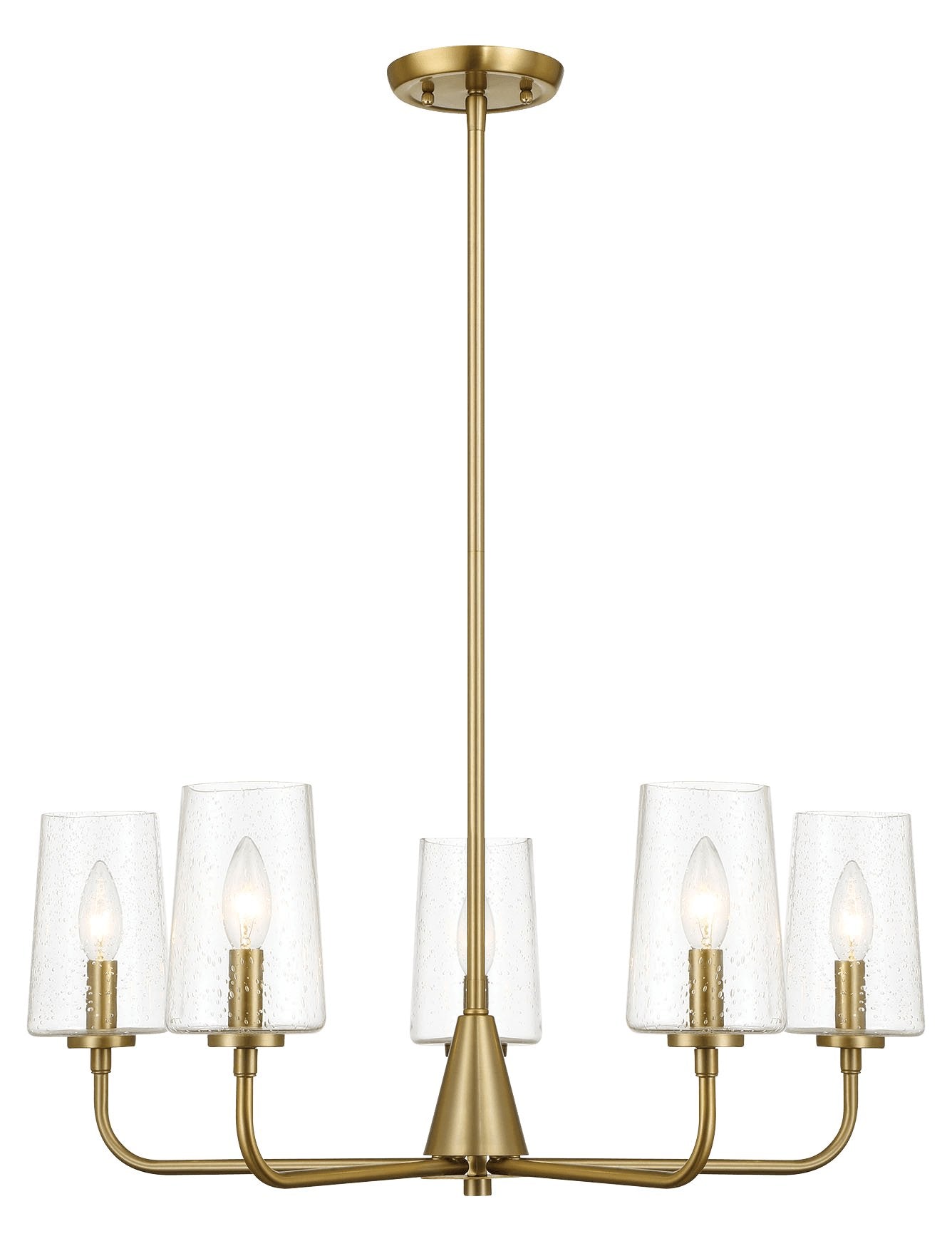 Dazzle Five Lights Chandelier With Clear Seeded Glass -Satin Brass - MidinMod