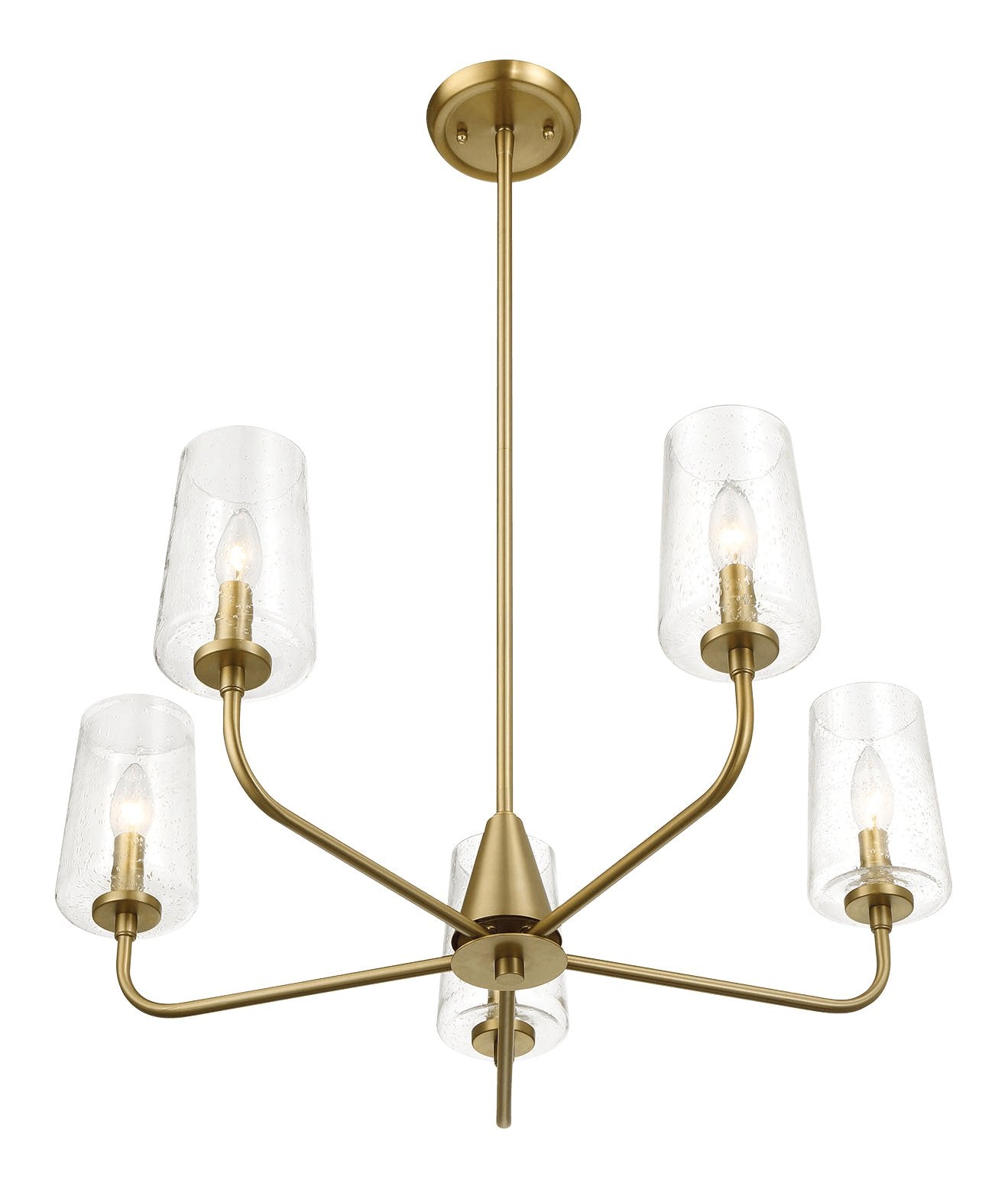 Dazzle Five Lights Chandelier With Clear Seeded Glass -Satin Brass - MidinMod