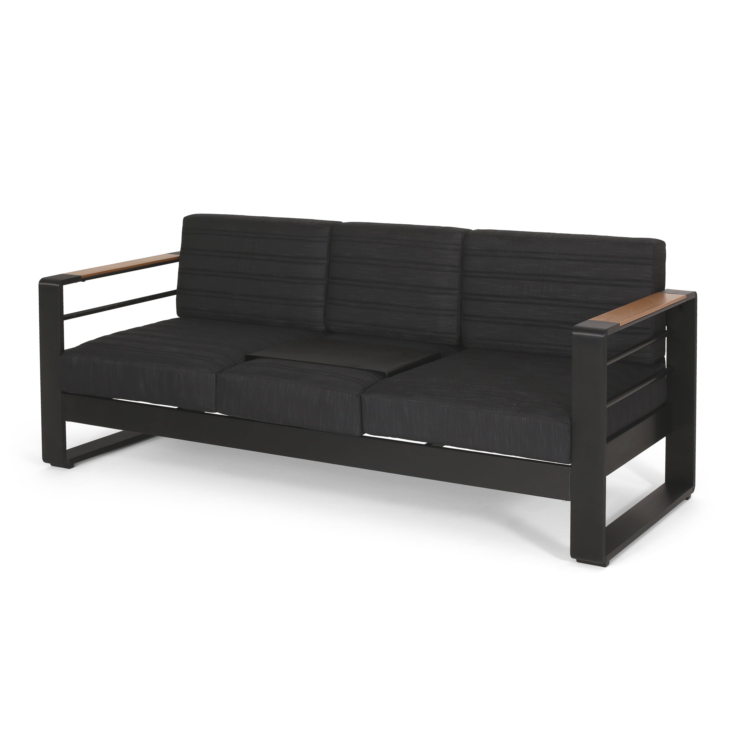 Giovanna Outdoor 3-Seater Sofa Cushioned Seating - Black