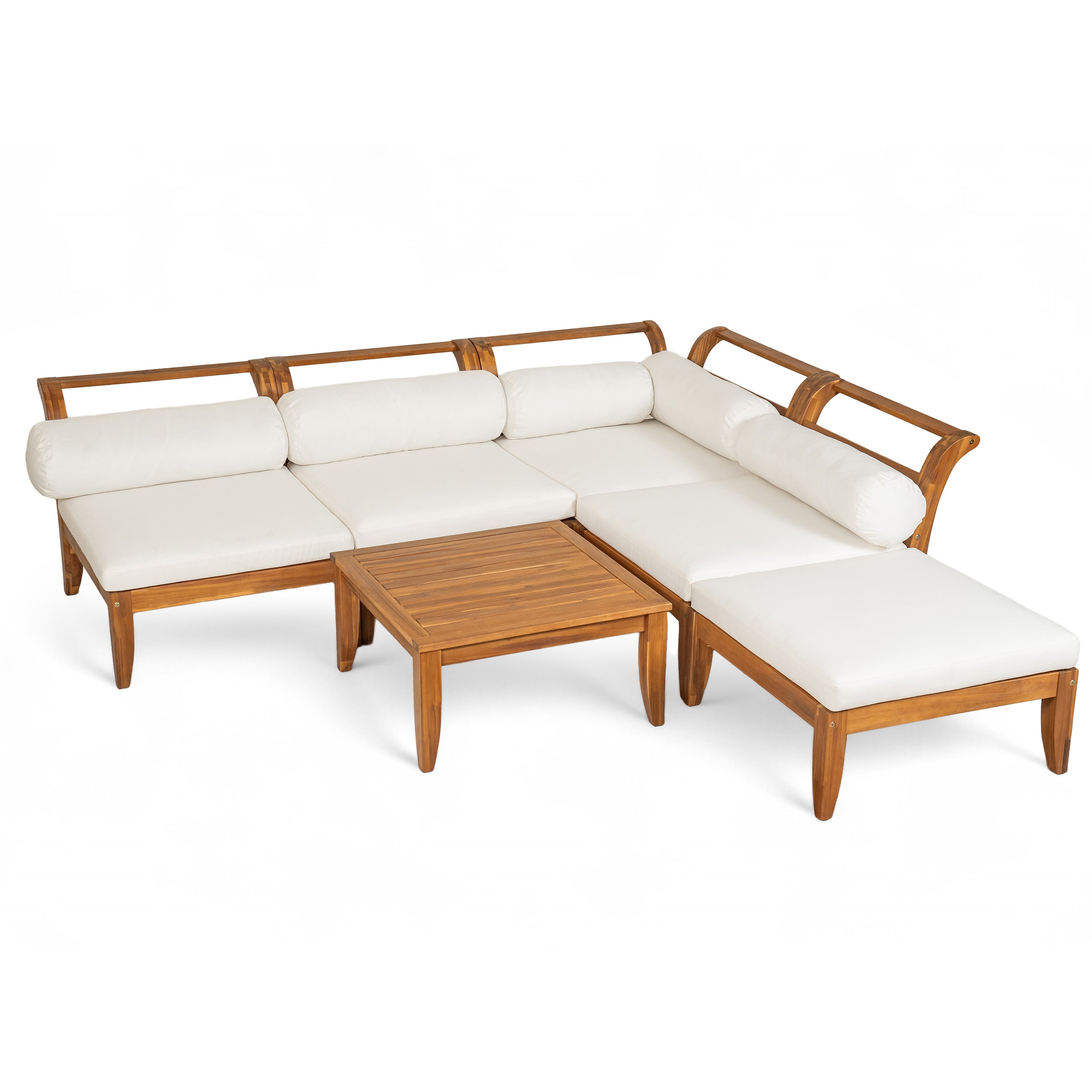 Topmax Outdoor L-Shaped Sectional Cushioned Seating - Beige