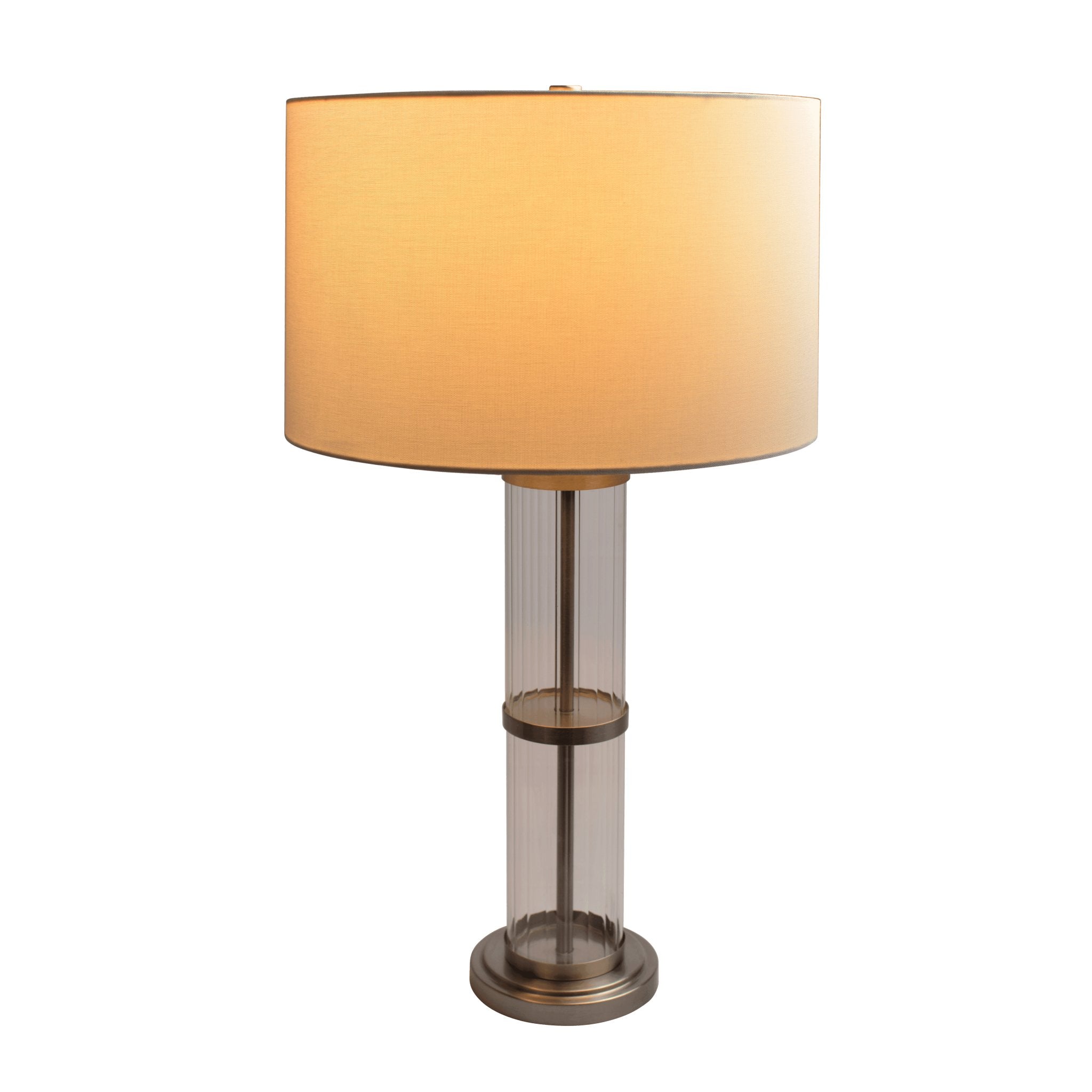 Echo Brushed Nickel Table Lamp with On/Off Switch Clear Glass Body Metal Base - MidinMod