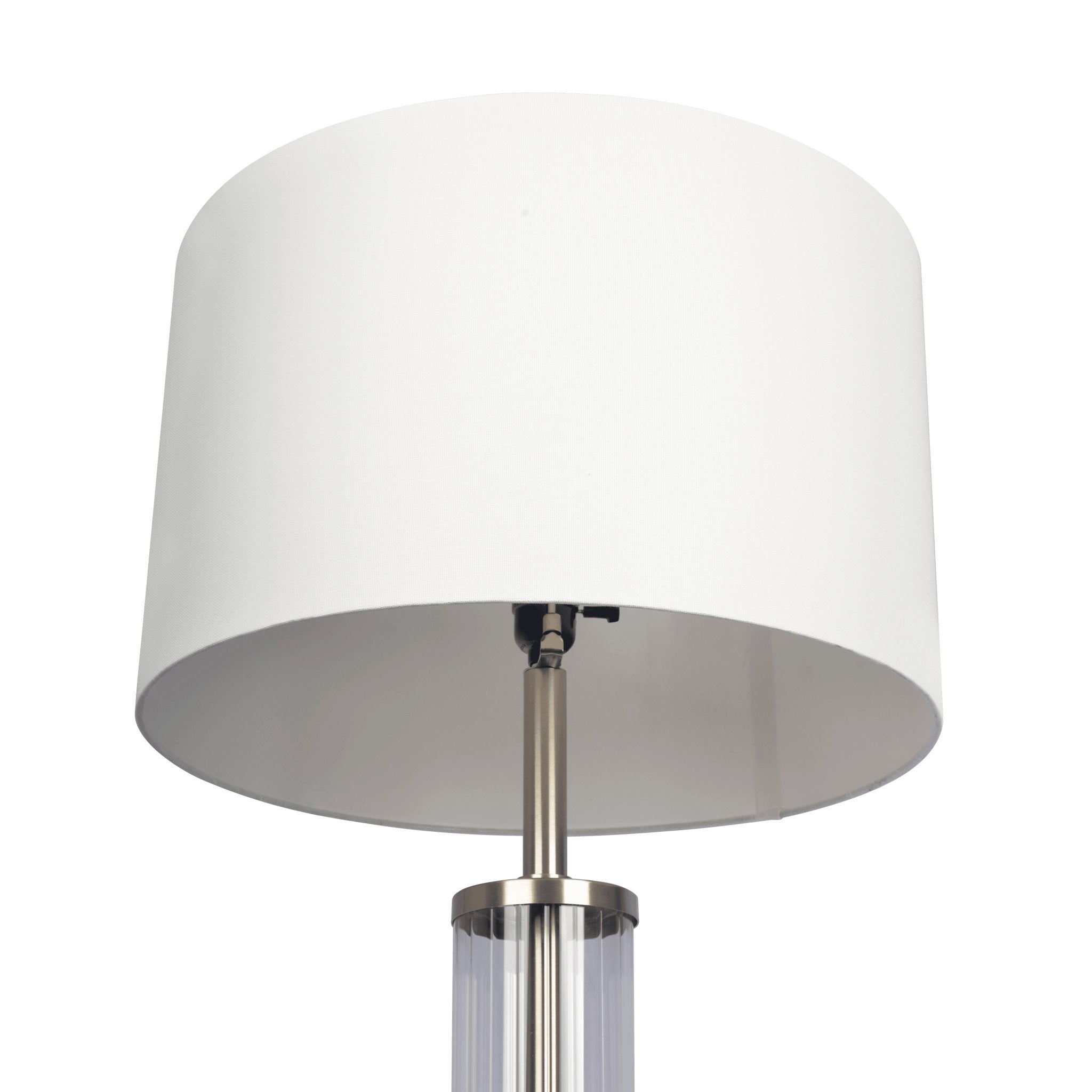 Echo Brushed Nickel Table Lamp with On/Off Switch Clear Glass Body Metal Base - MidinMod