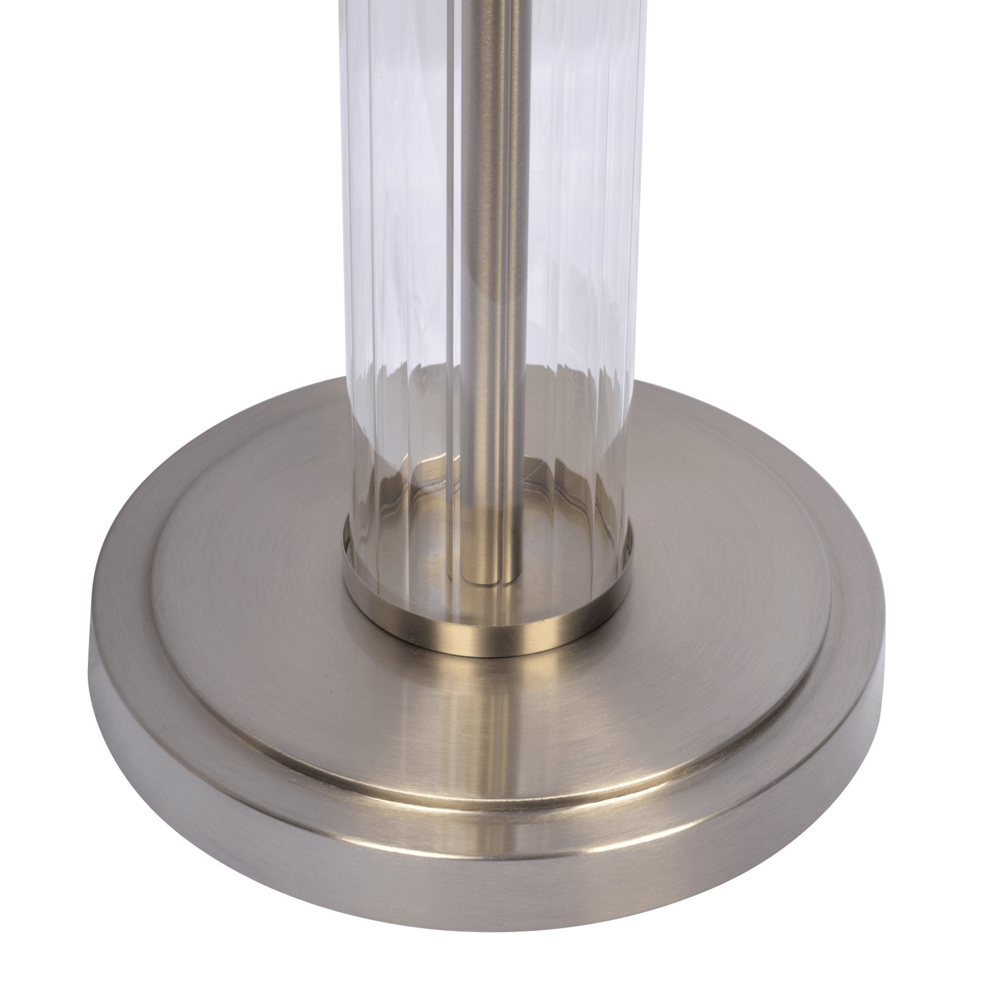 Echo Brushed Nickel Table Lamp with On/Off Switch Clear Glass Body Metal Base - MidinMod