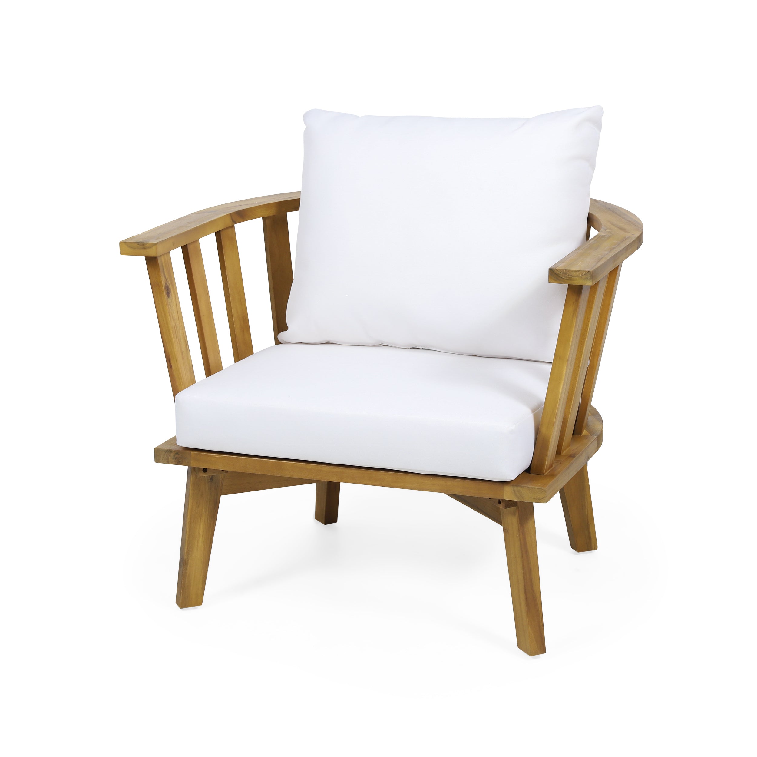 Curved Outdoor Club Chair Acacia Wood - White