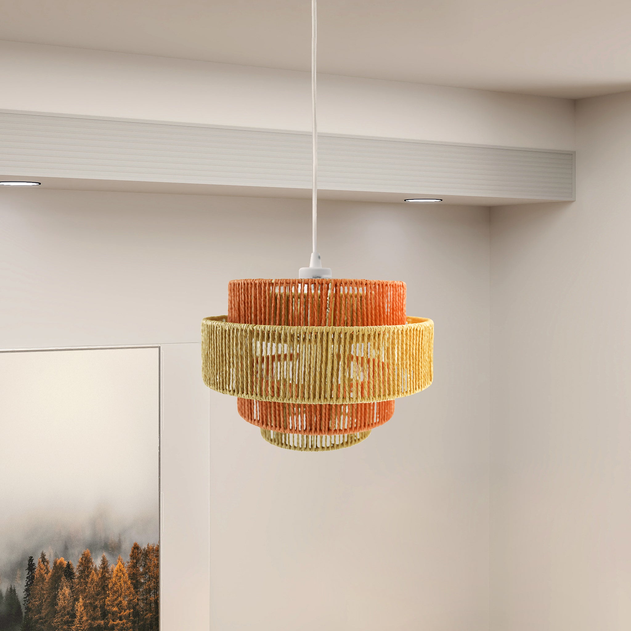 Flare Pendant Lamp White-Natural-Terracotta