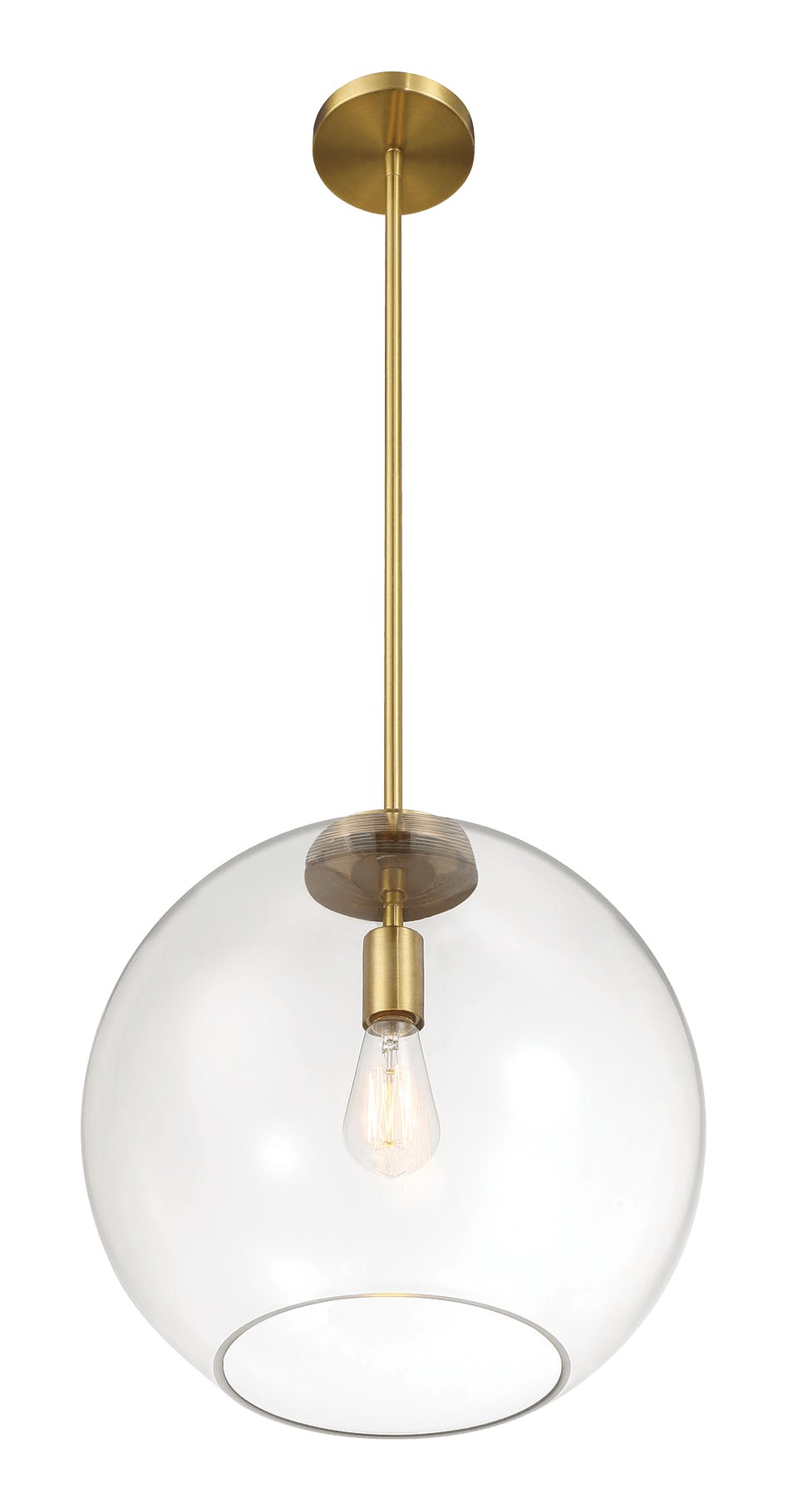 Gleam Single Light Pendant Lamp With Clear Globe Glass - Satin Brass - MidinMod Houston Tx Mid Century Furniture Store - Ceiling Lamp 4