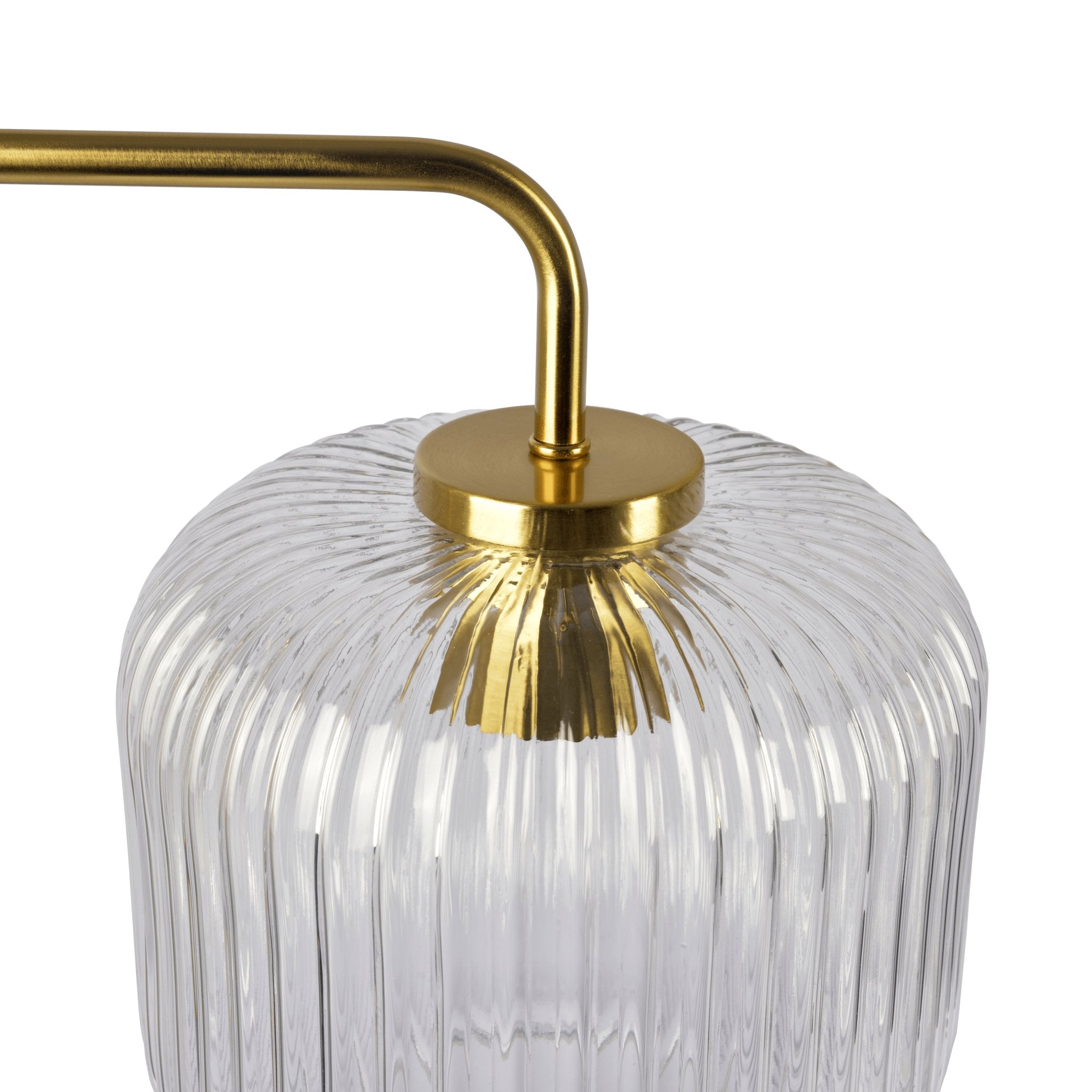 Haven Clear Glass Table Lamp, Gold Brush Metal and Marble Base, Button Control - MidinMod