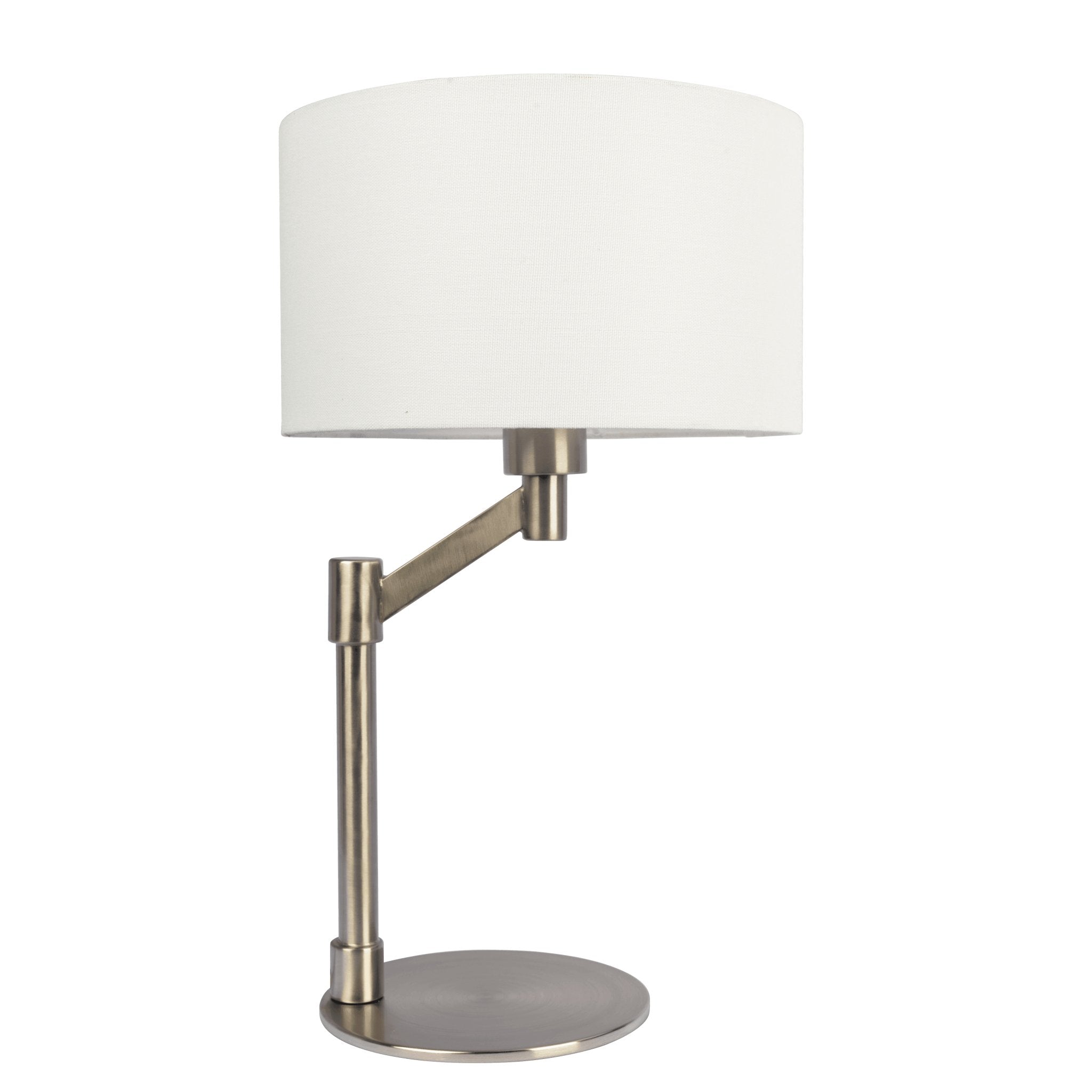 Horizon Brushed Nickel Table Lamp with On/Off Switch Metal Base Linen Shade - MidinMod