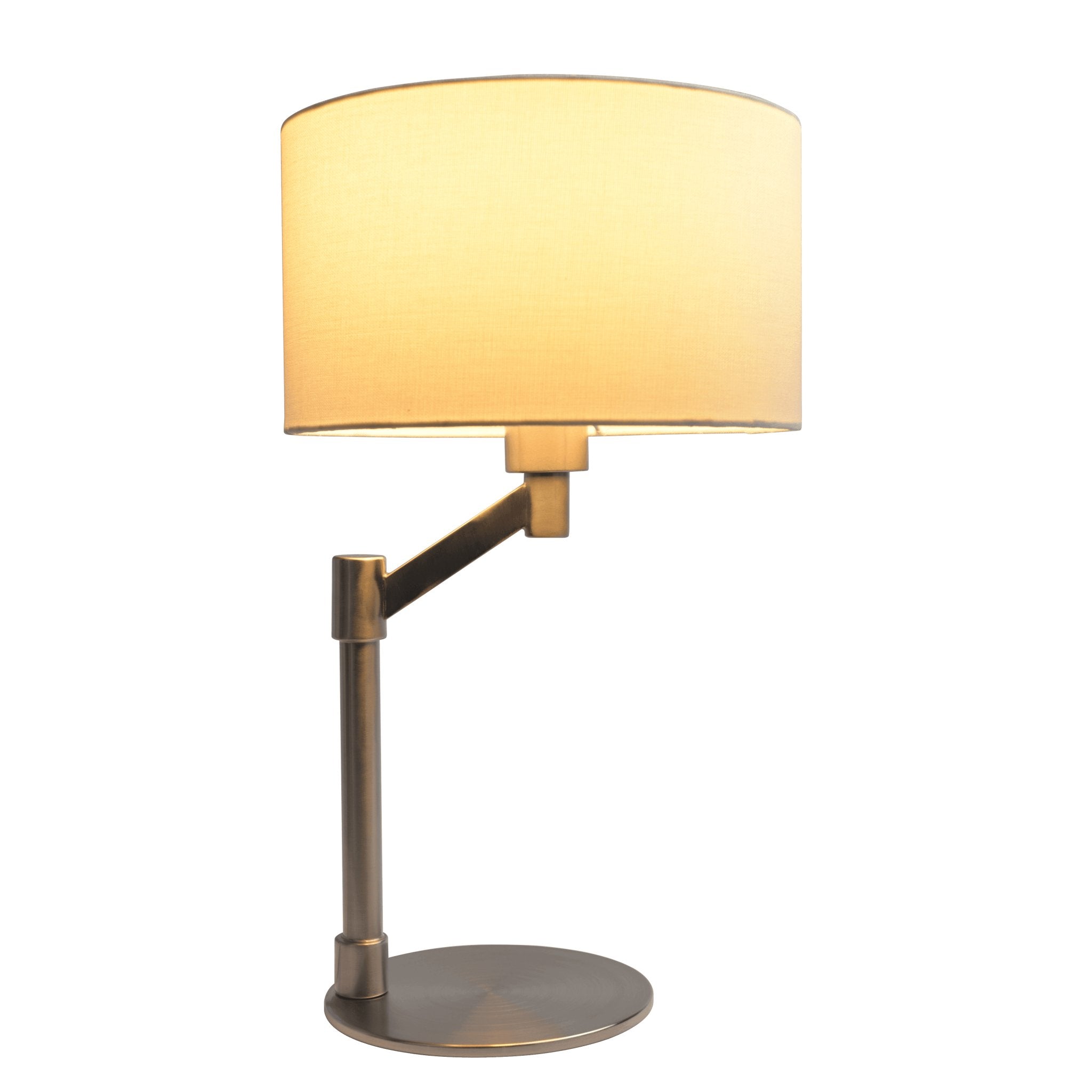 Horizon Brushed Nickel Table Lamp with On/Off Switch Metal Base Linen Shade - MidinMod