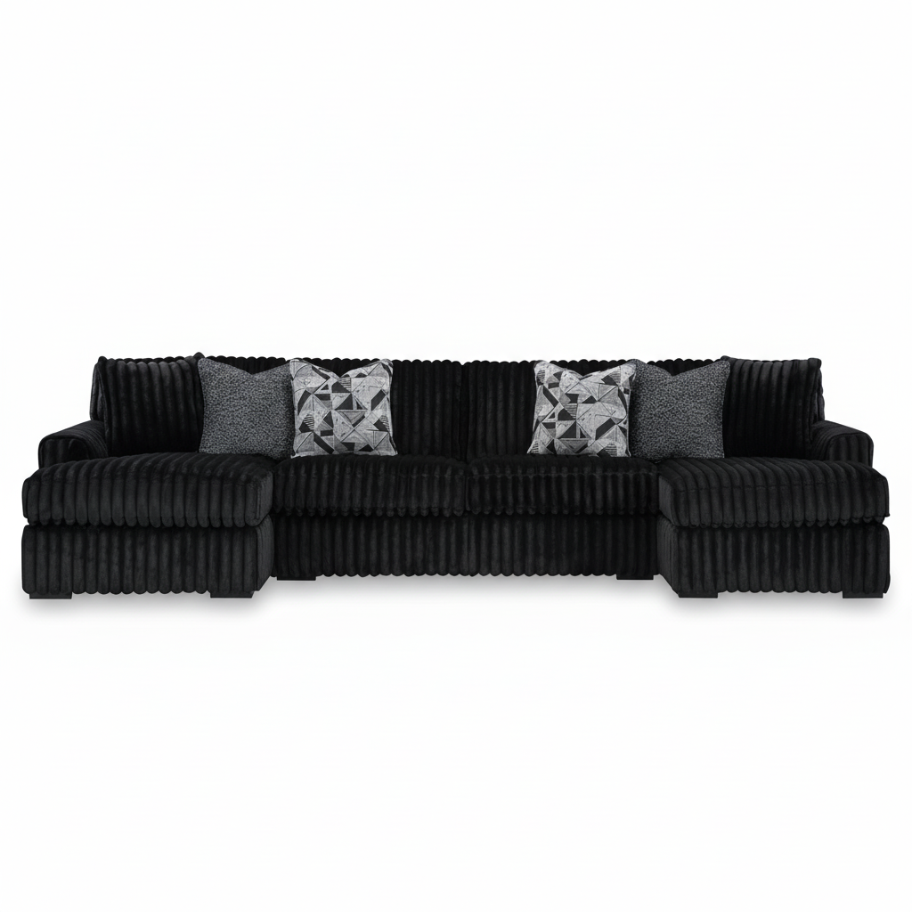 Midnight-Madness 3-Piece Sectional with Chaise - Right-Arm Chaise, Armless Chair, Corner Chair