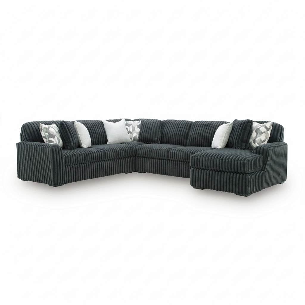 Midnight-Madness 4-Piece Sectional with Chaise - Gunmetal, Left-Arm Chaise