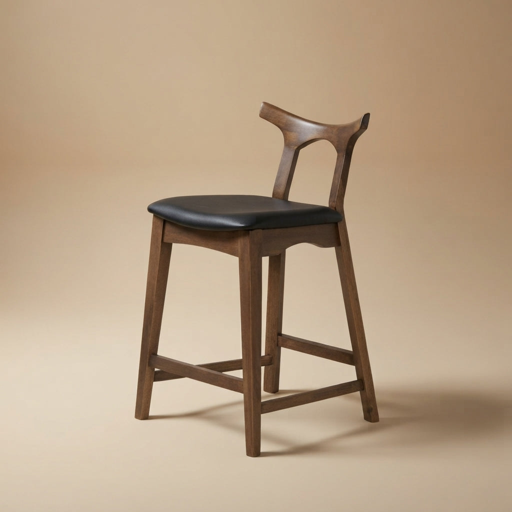 Dora 24" Black Leather Counter Stool Set of 2