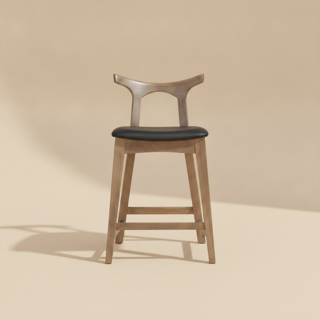 Dora 29" Black Leather Bar Stool - Set of 2
