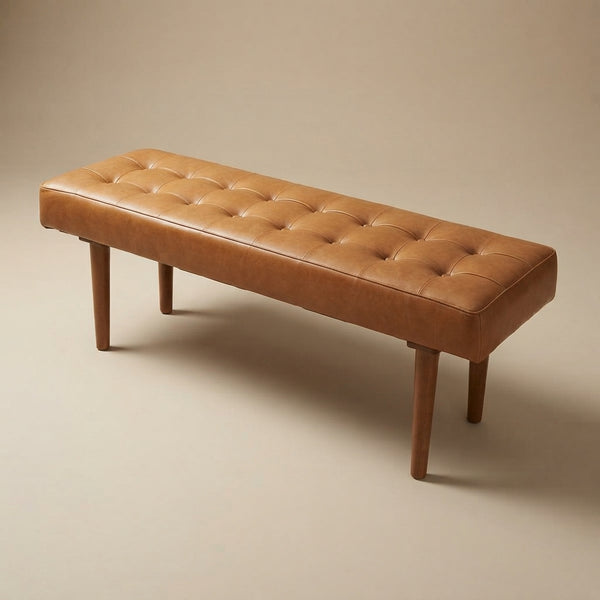 Banten Tan Leather Bench