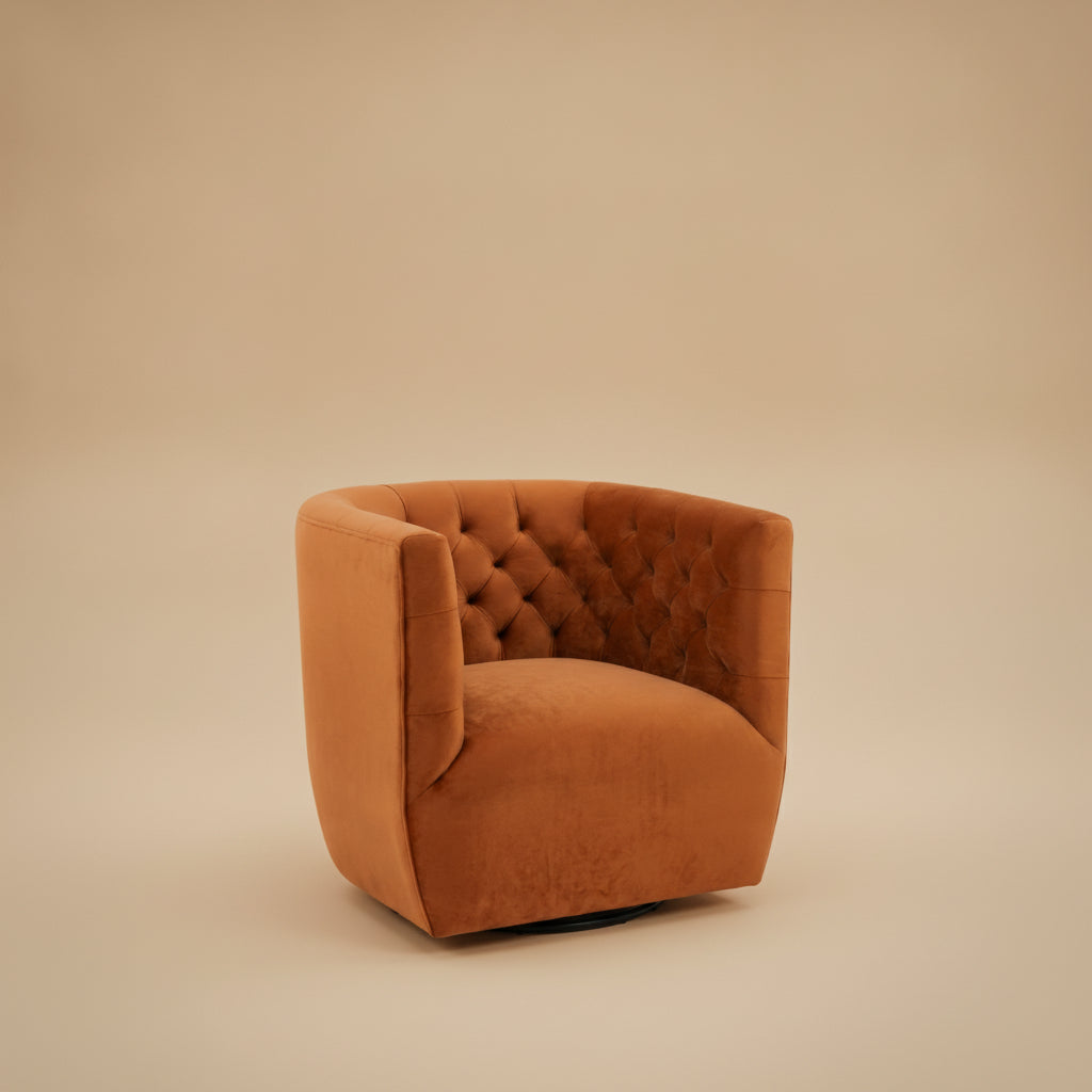 Lotte Burnt Orange Velvet Swivel Chair