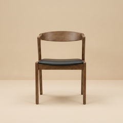 Reggie Modern Black Vegan Leather Dining Chair | Solid Wood Danish