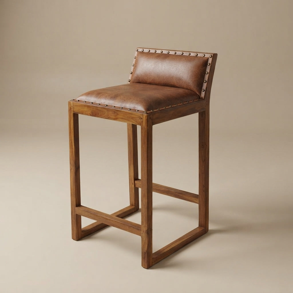 Ataya Genuine Leather Counter Stool (Tan)
