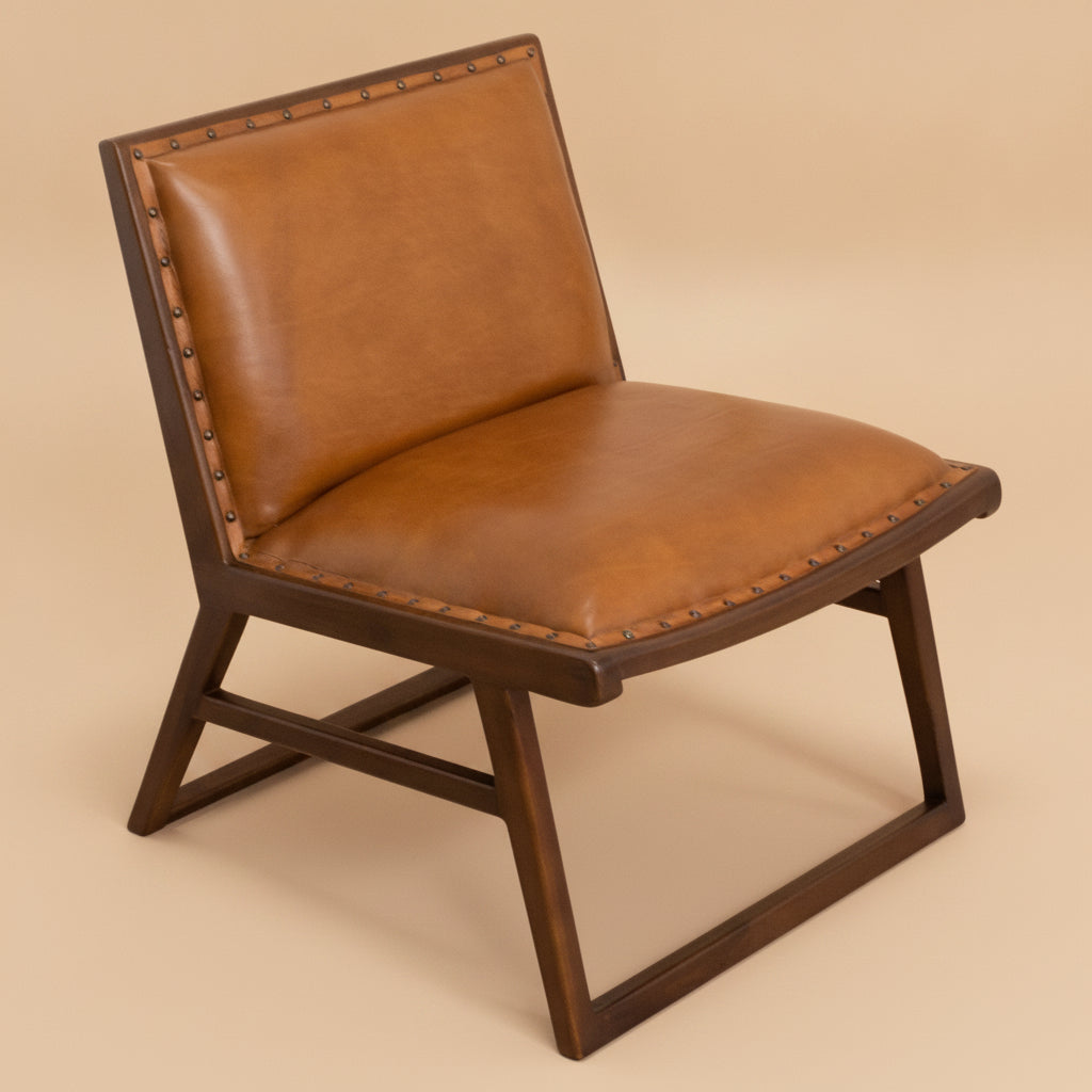 Pohan Leather Lounge Chair - Tan