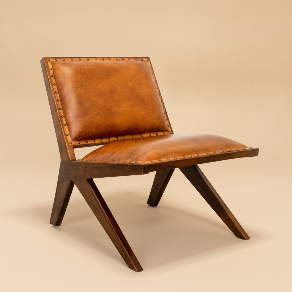 Samaloni Antique Tan Leather Lounge Chair