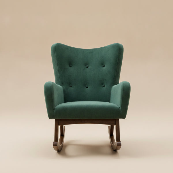 Charlotte Green Velvet Fabric Rocking Chair