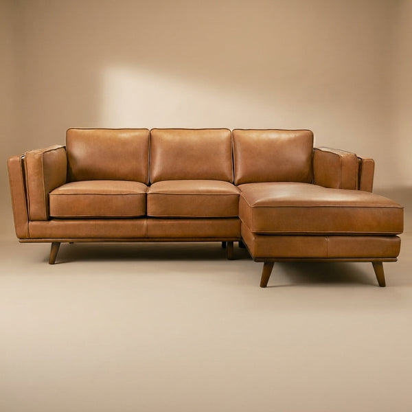 Ferre Leather Sectional Right Facing Chaise