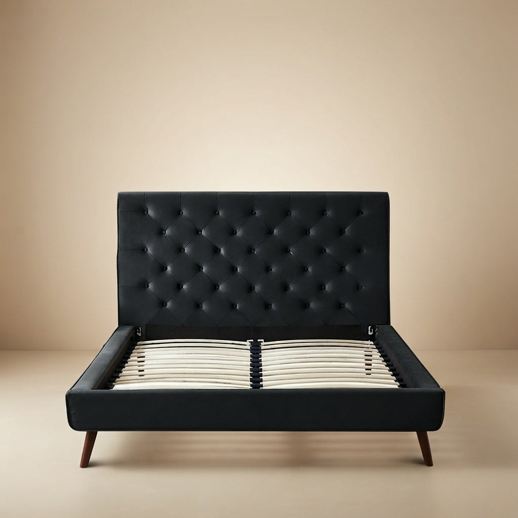 Ashley Queen Dark Gray Velvet Platform Bed