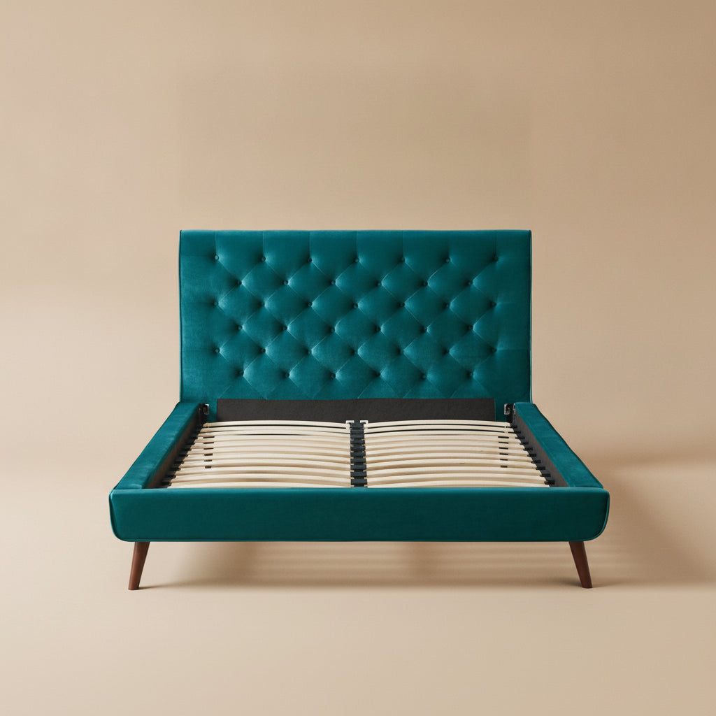 Ashley Queen Turquoise Velvet Platform Bed