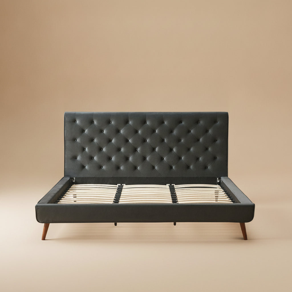 Ashley King Dark Gray Velvet Platform Bed