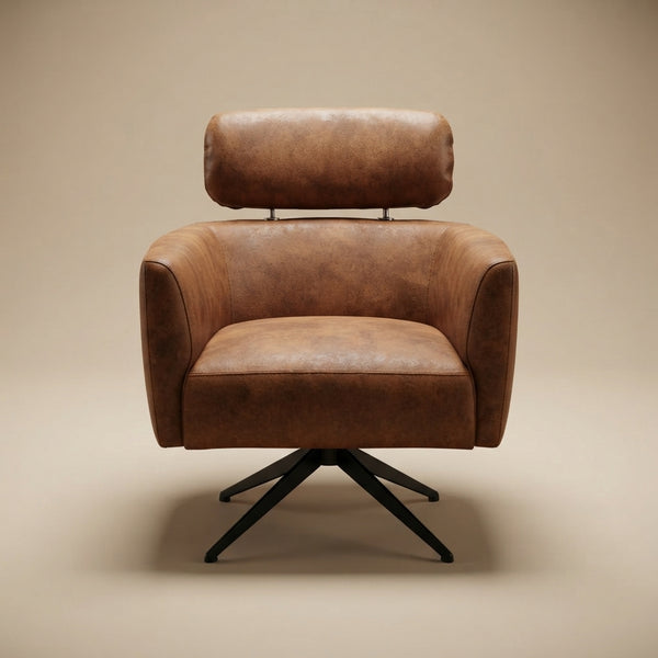 Megan Tan Leather Swivel Lounge Chair