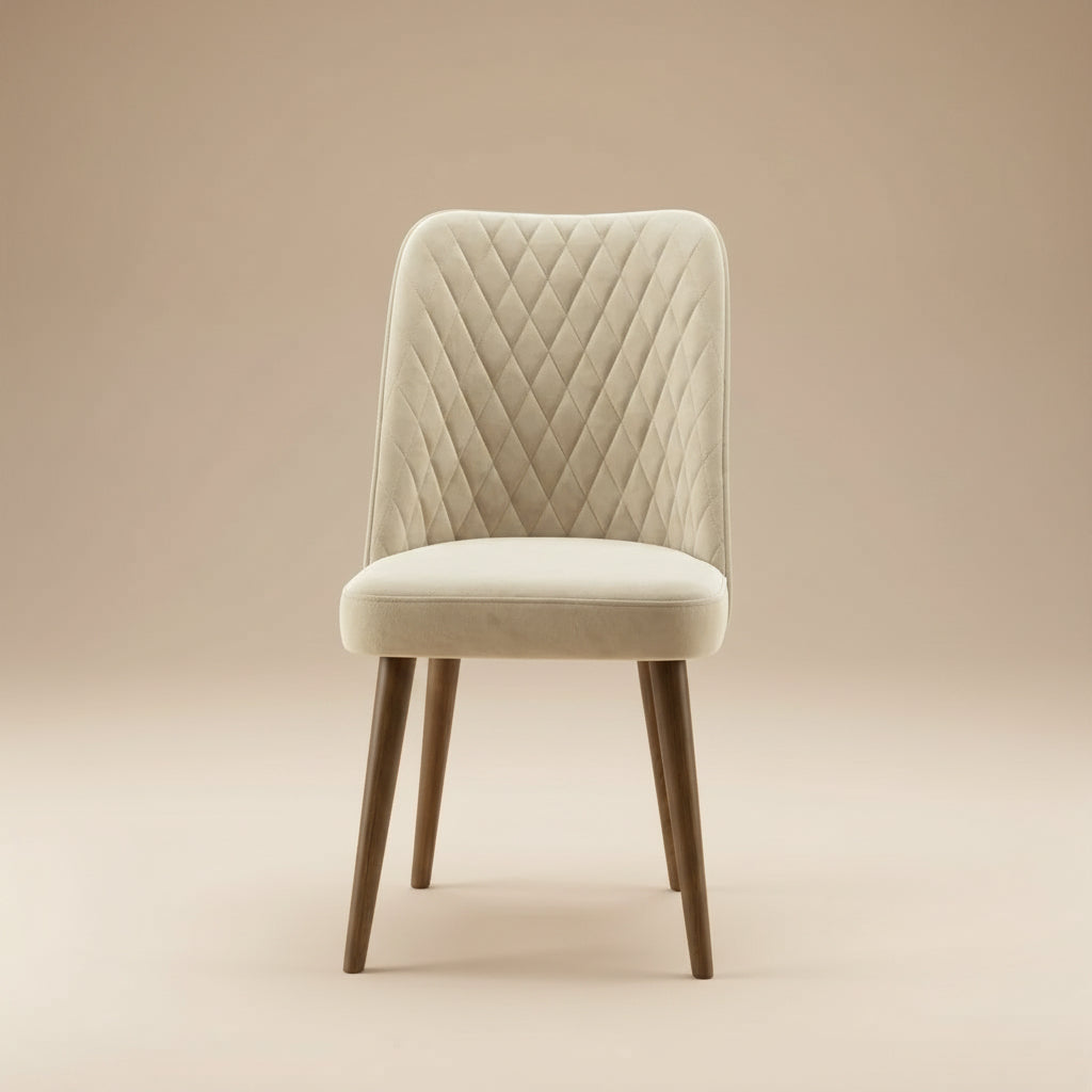 Evette Mid Century Modern Beige Dining Chair - Set of 2