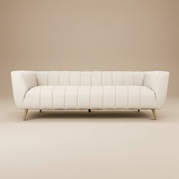 Clodine Cream Leather Sofa
