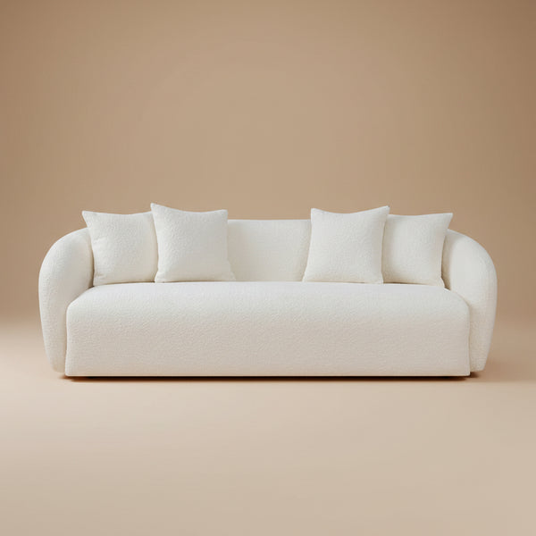 Lidia Ivory Boucle Japandi Style Sofa