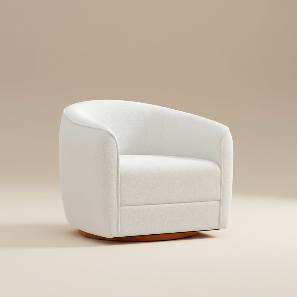Spring Cream Boucle Swivel Chair