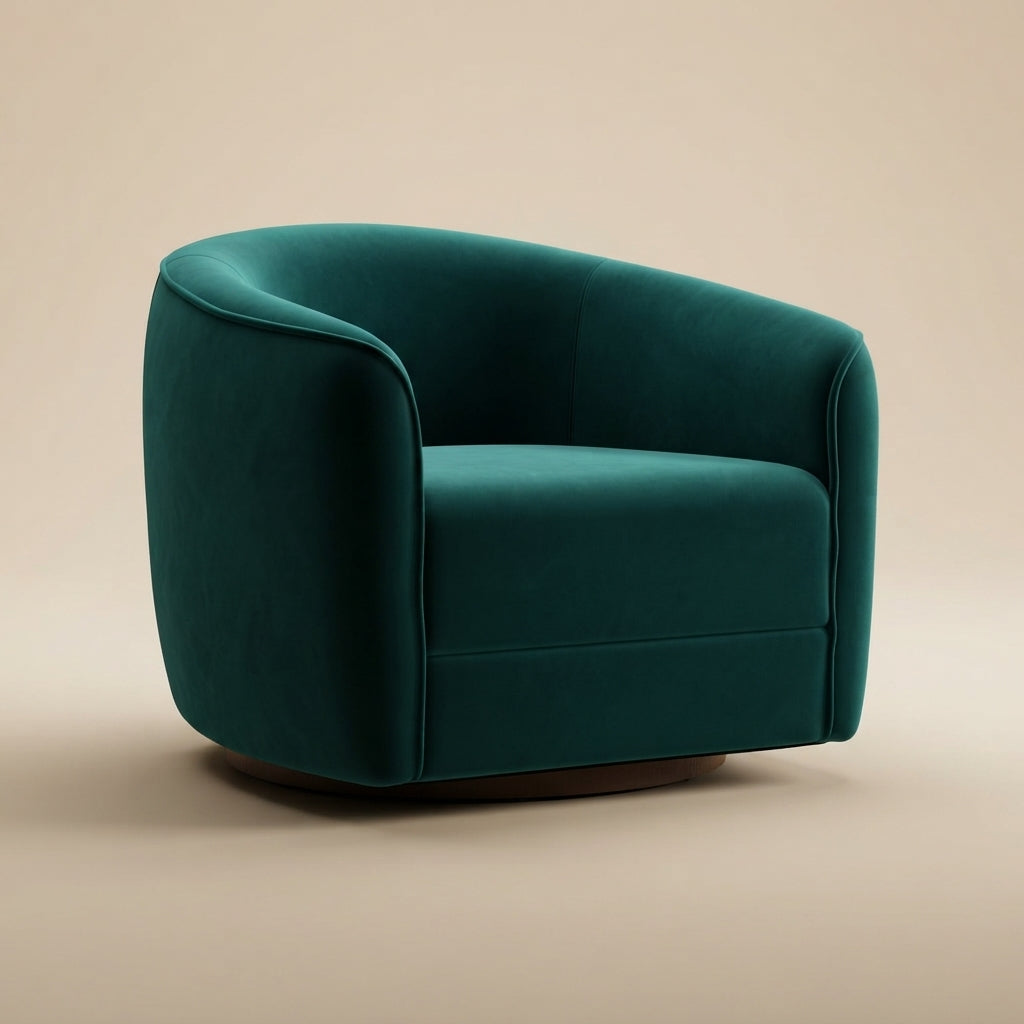 Spring Dark Green Velvet Swivel Chair