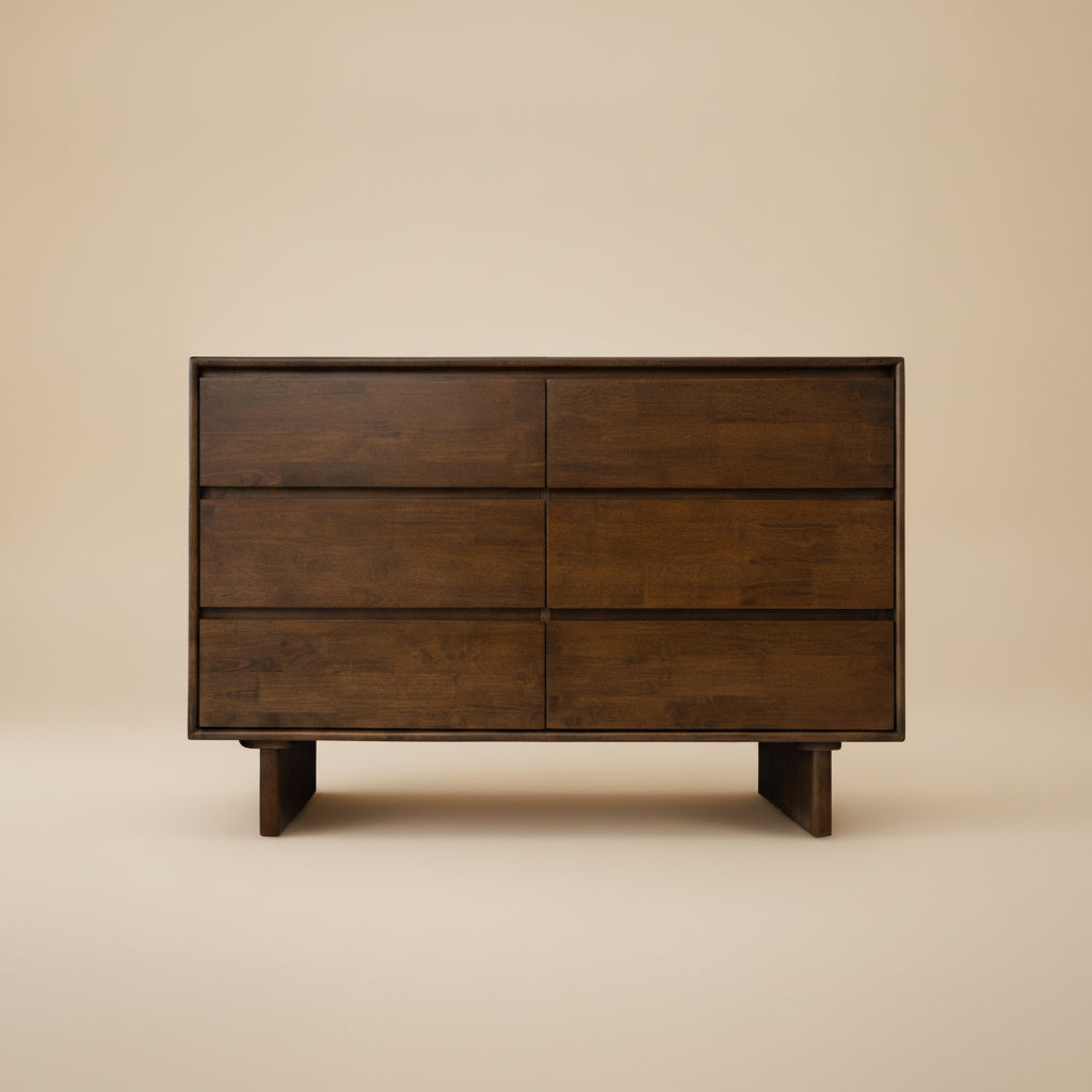 Hudson 6 Drawers Walnut Dresser