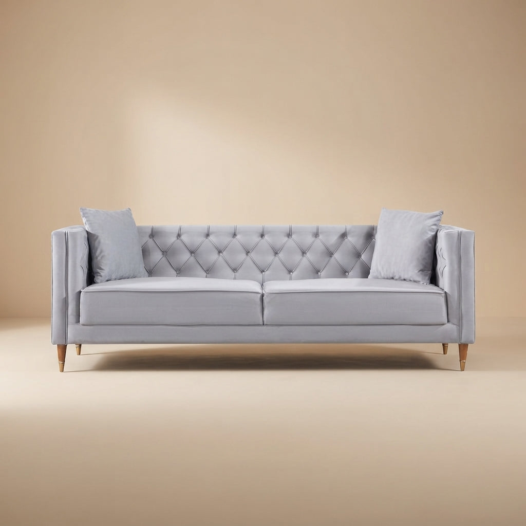 Lewis Light Gray Velvet Sofa