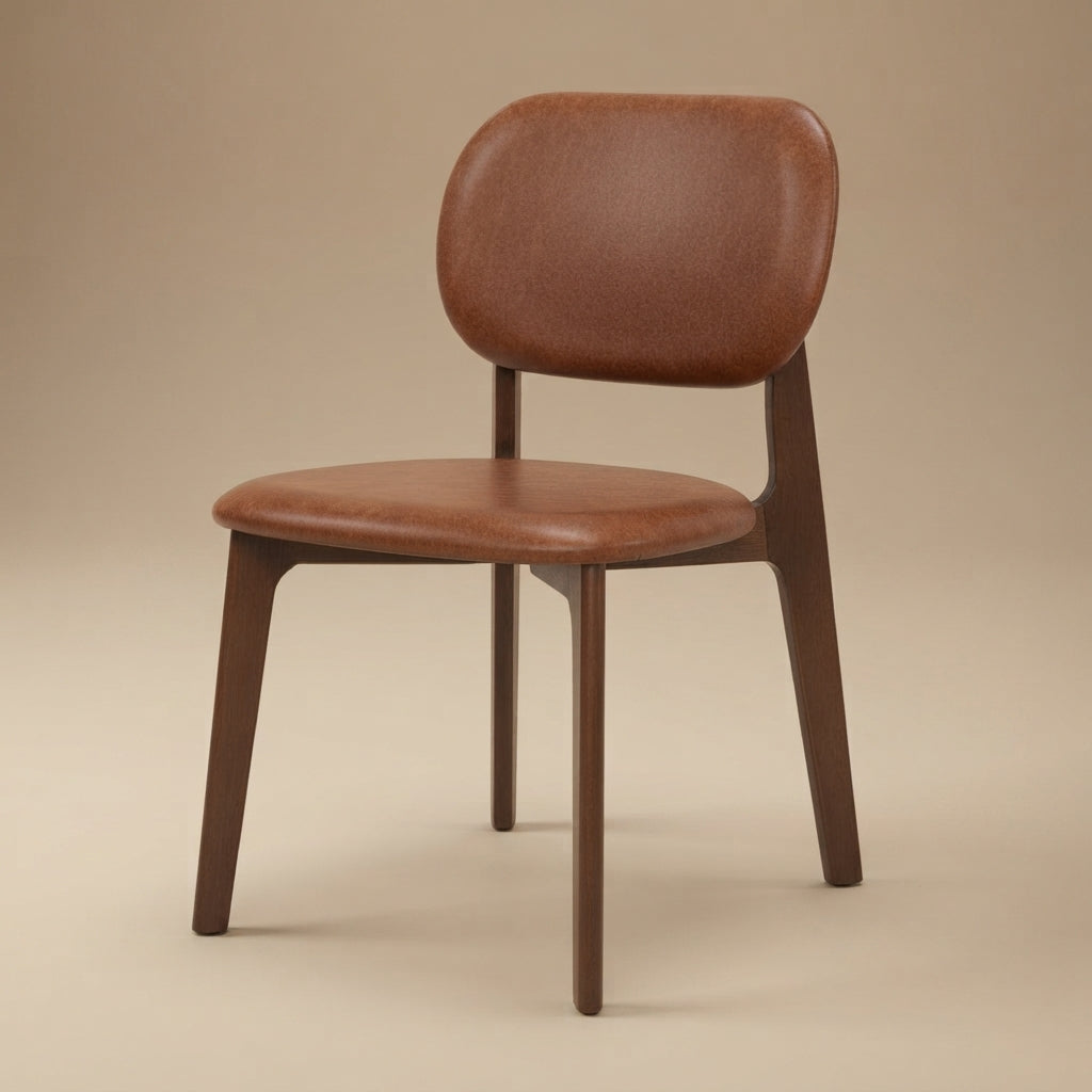 Kinsey Modern Brown Vegan Leather Dining Chairs | Solid Wood Set
