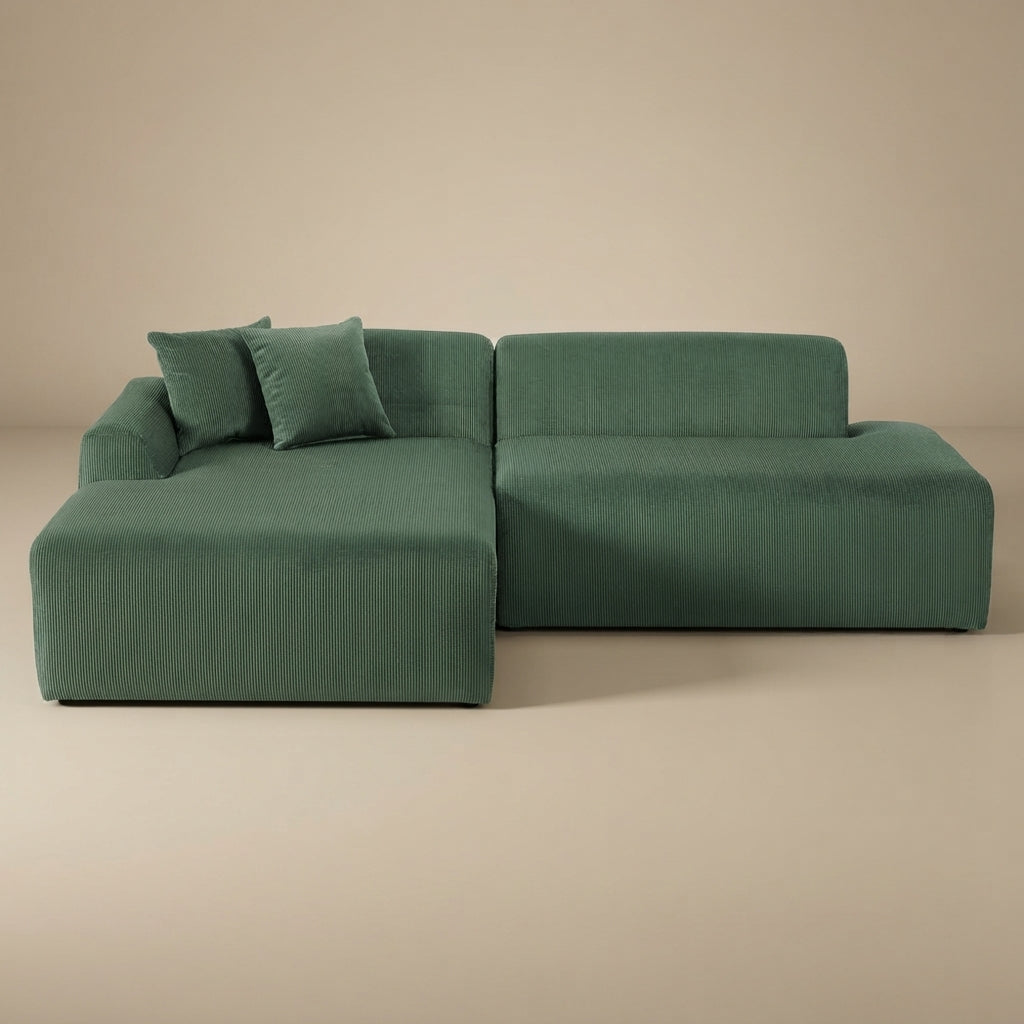 Dexter Green Corduroy Sectional Left Facing Chaise