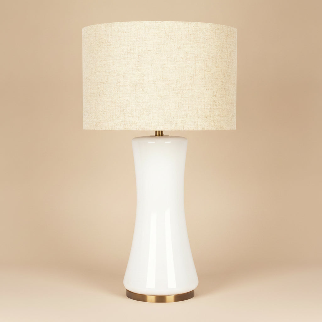 Cascade Glass Lamp Golden Base Off White Glass Table Lamp