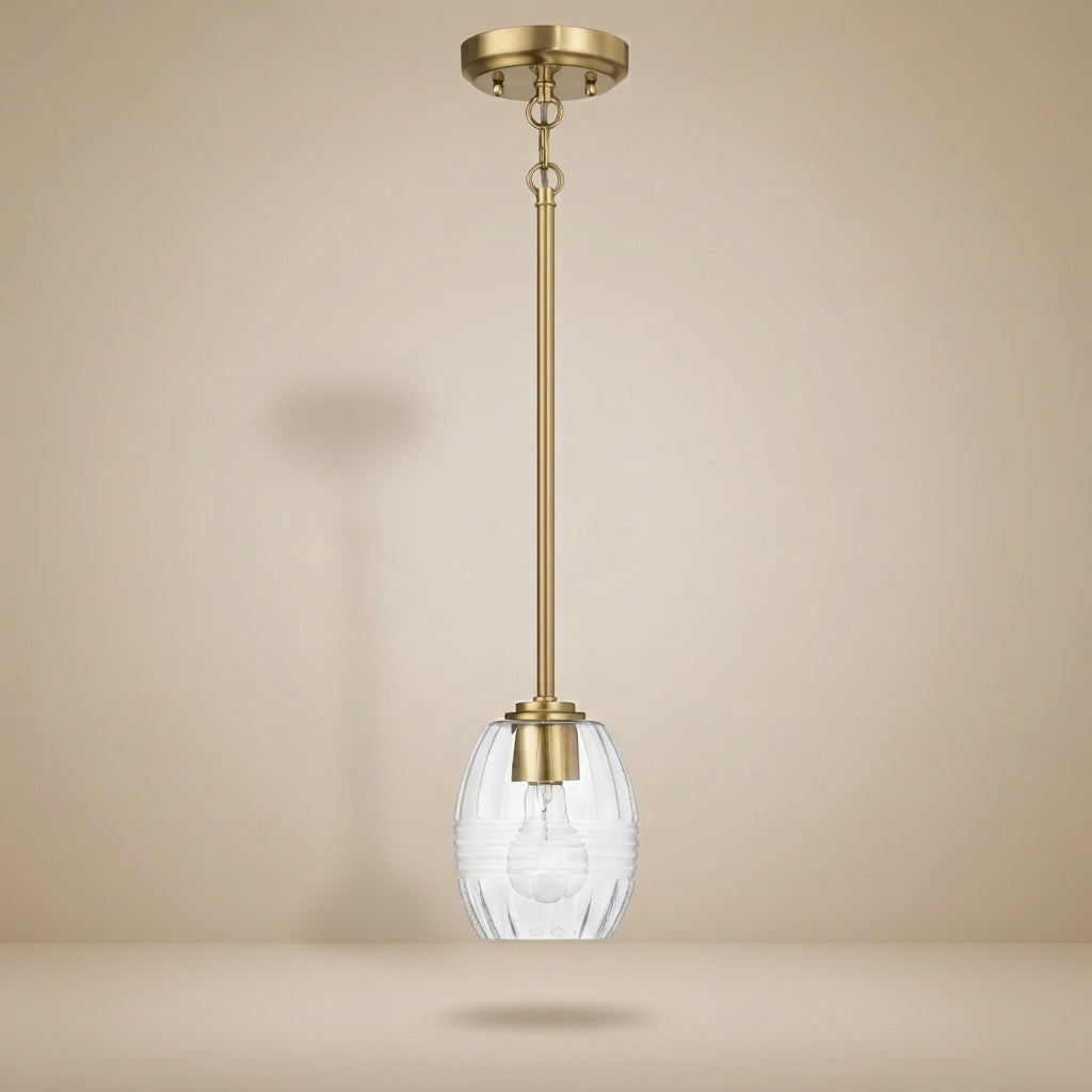 Vista Single Pendant Chain Hanging Light with Clear Glass - Satin Brass