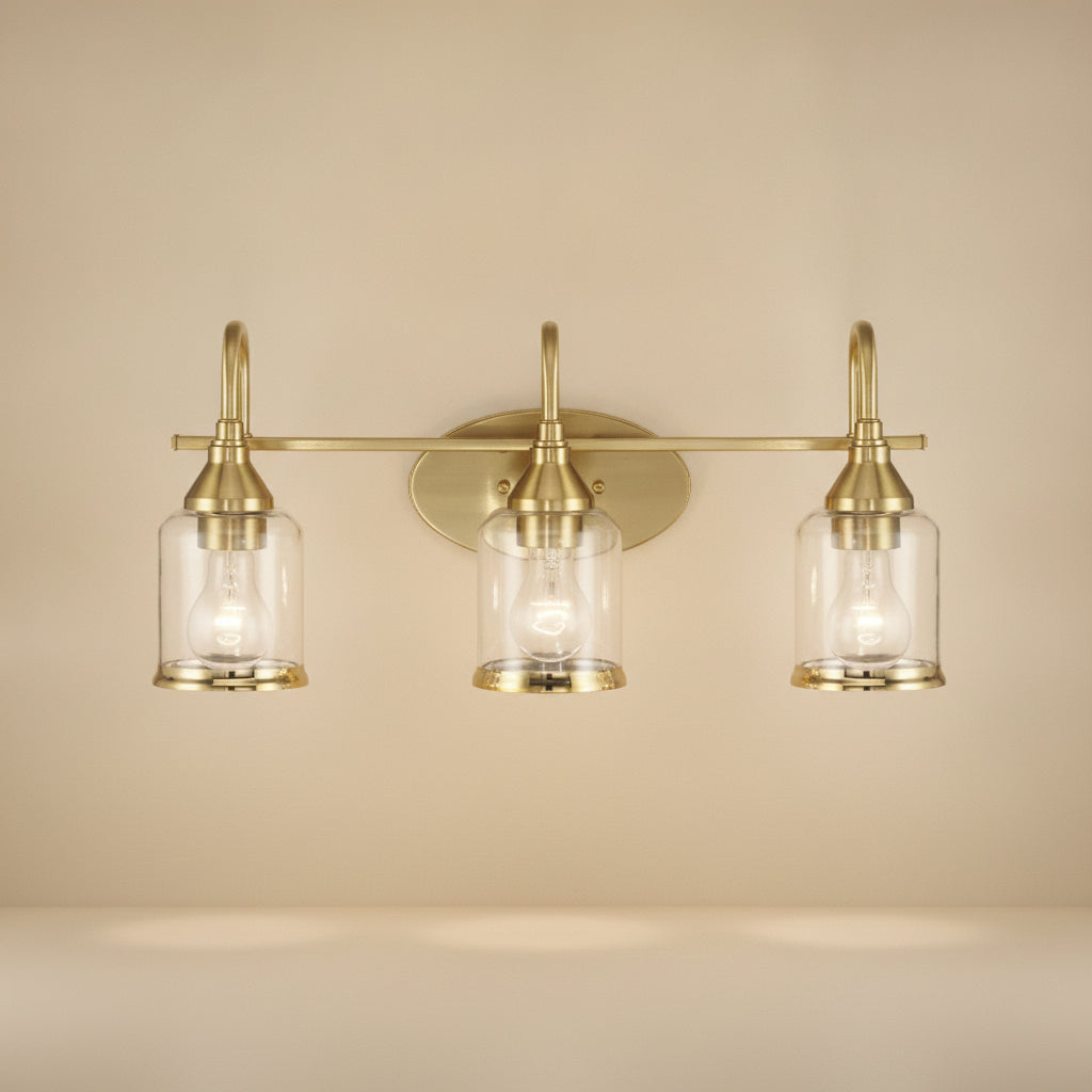 Twilight Three Lights Brushed Gold Contemporary Vanity Light