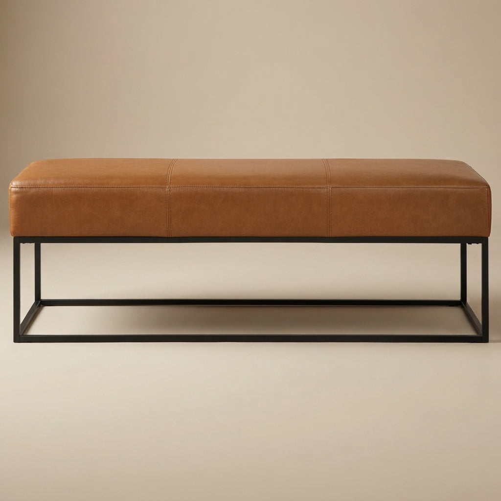 Palacios Tan Leather Bench