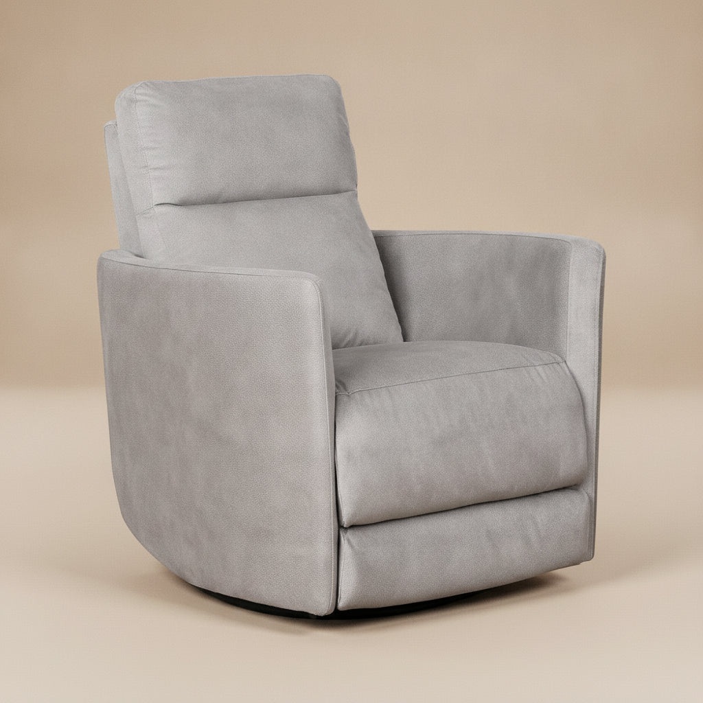 Wimberley Swivel Glider Recliner Chair - Light Grey Suede