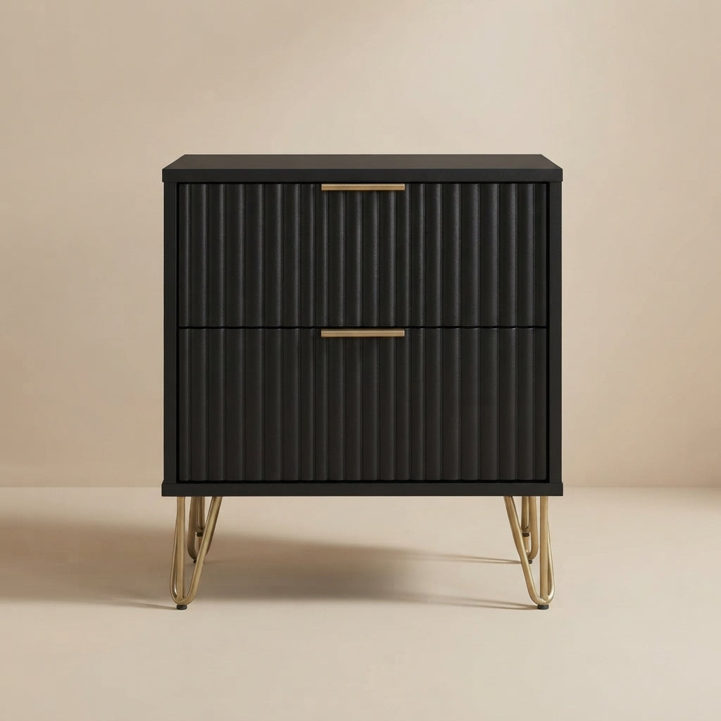 Dumbo Nightstand 2 Drawers - Black