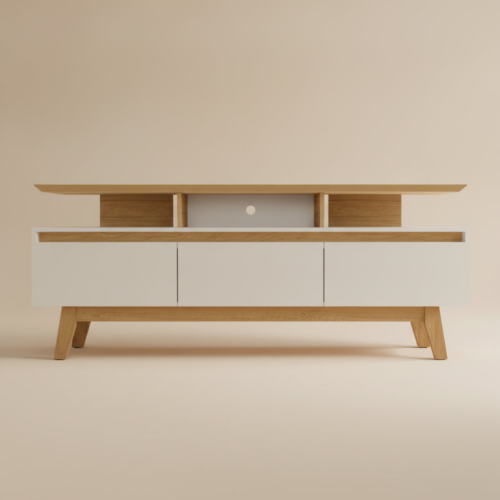 Yonkers 70.86 TV Stand - Off White and Natural